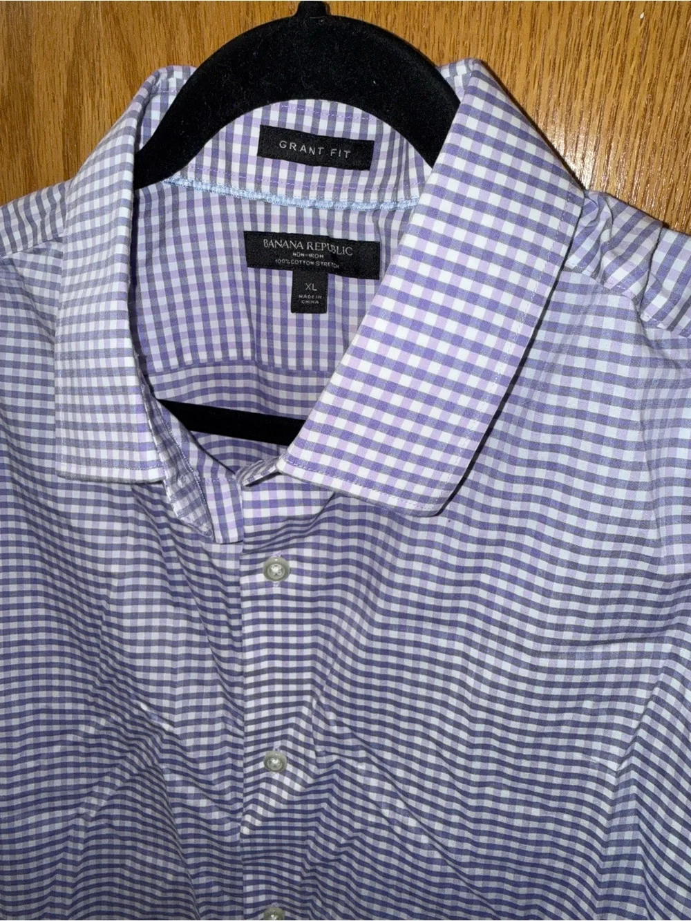 Banana Republic Grant Fit Men's Lilac Gingham Button-Down Shirt Size XL